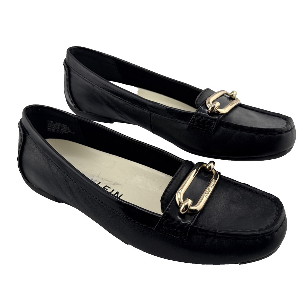 Anne Klein Women's Noris Black Leather Loafer Flat Size 7.5 M NWB